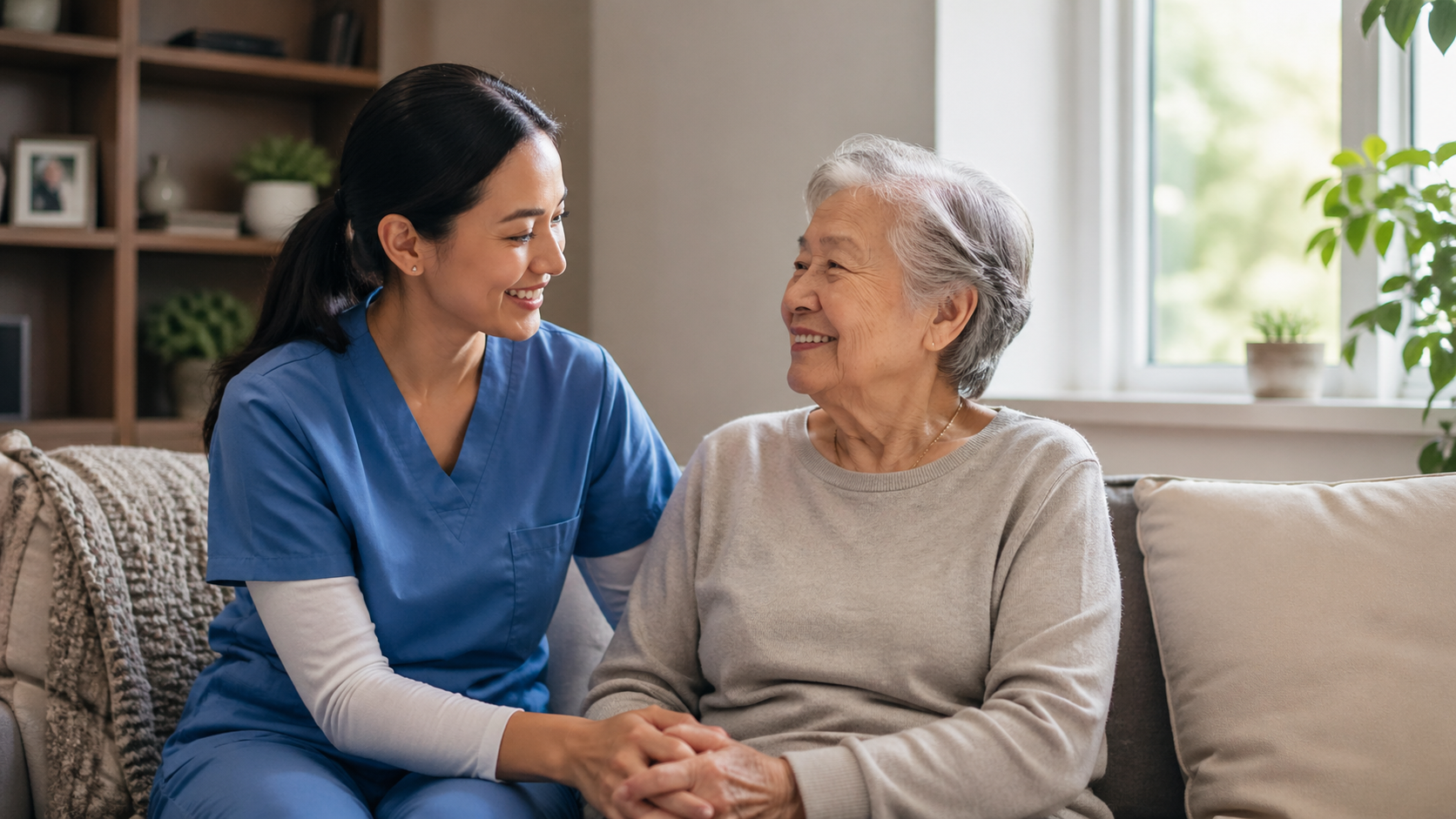 Home healthcare worker providing patient care